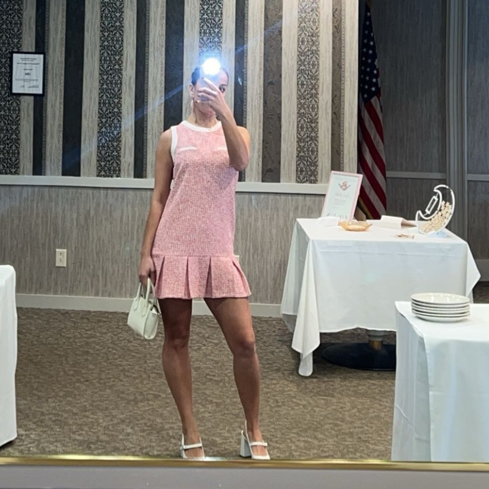 Anthropologie Pink and White Dress